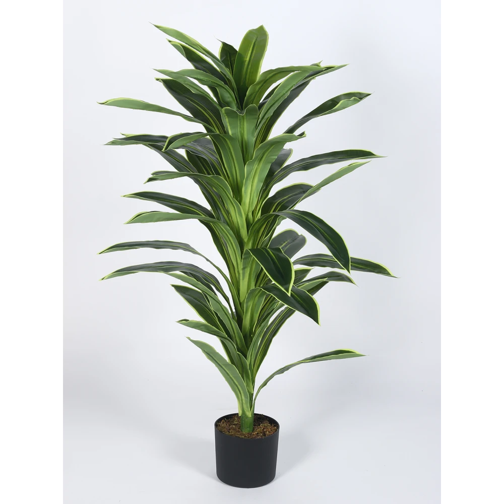 Artificial Plant 47inch Artificial Real Touch Dracaena Plants With Black Pot|Home Decor,Office Decor Perfect Housewarming Gift,Set of 1