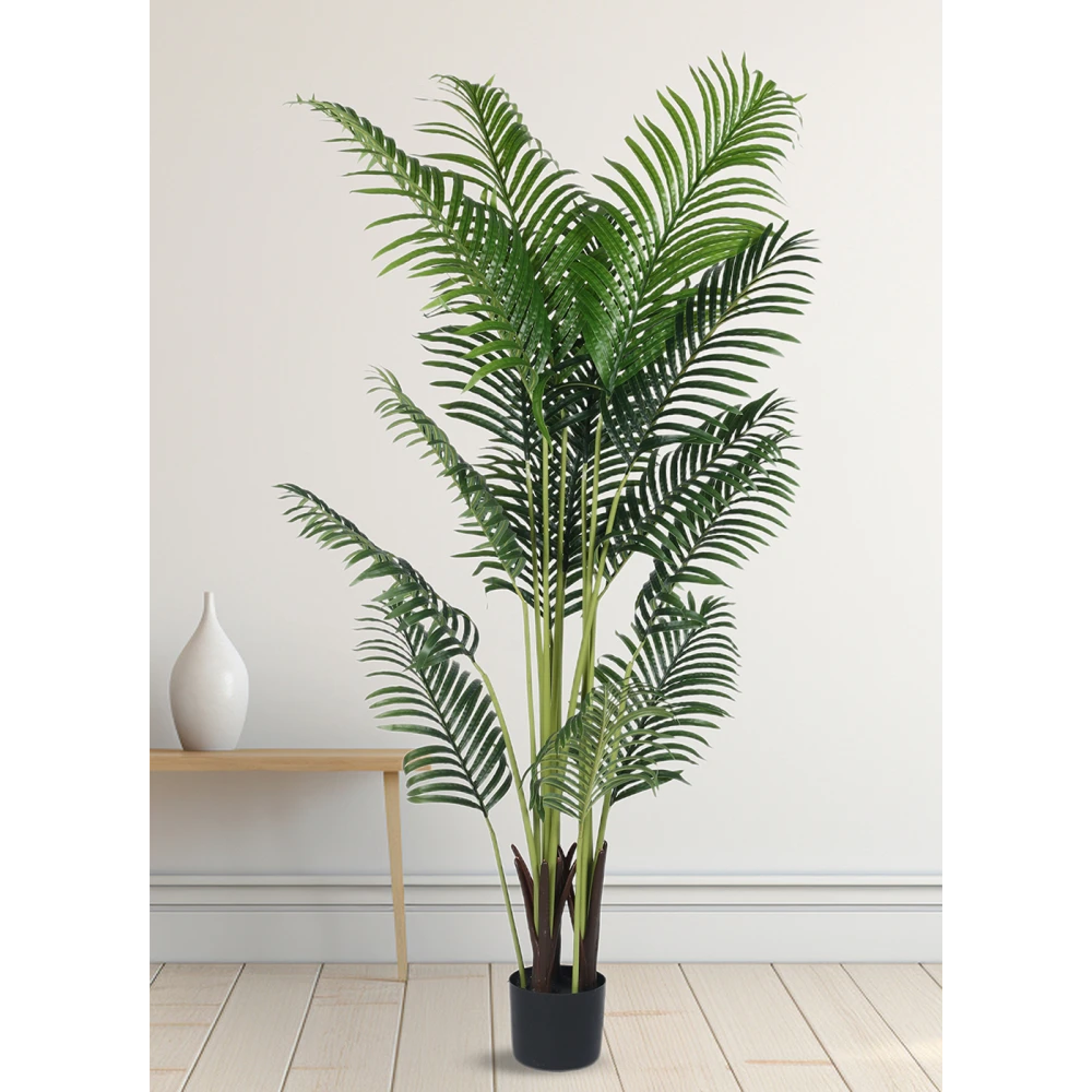 Artificial Plant 63inch Artificial Real Touch Areca Palm Plant With Black Pot |Home Decor,Office Decor Perfect Housewarming Gift,Set of 1