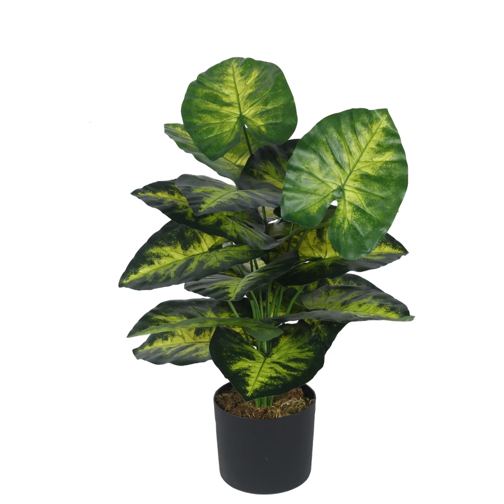 Artificial Plant 27inch Artificial Real Touch Dieffenbachia With Black Pot |Home Decor,Office Decor Perfect decor Gift,Set of 1