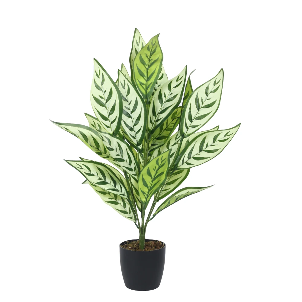 Artificial Plant  27inch Artificial Croton Plants With Black Pot|Home Decor,Office Decor Perfect,Set of 1