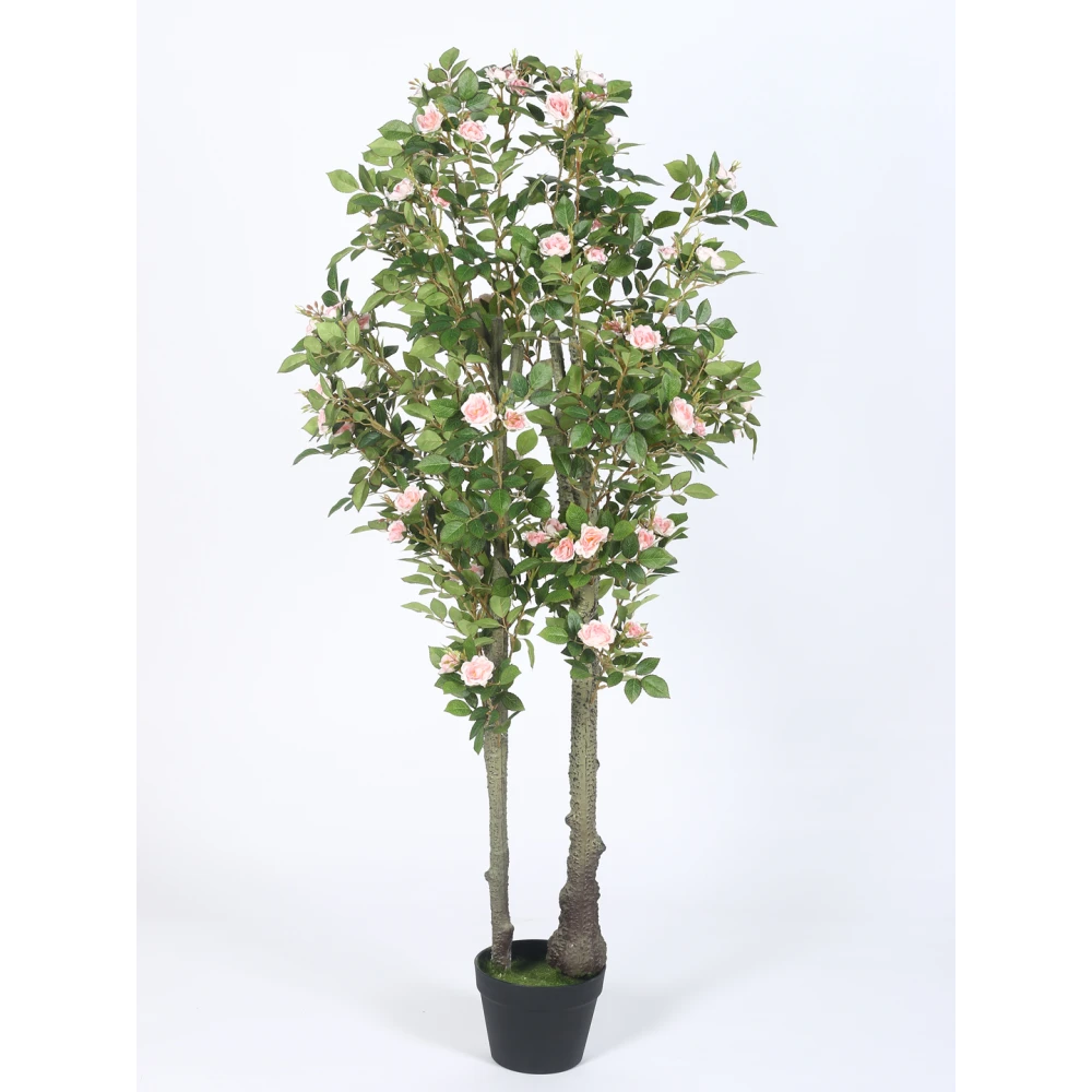 Artificial Plant 51inch Artificial Real Touch Camellia Rose Plants With Black Pot|Home Decor,Office Decor Perfect Housewarming Gift,Set of 1