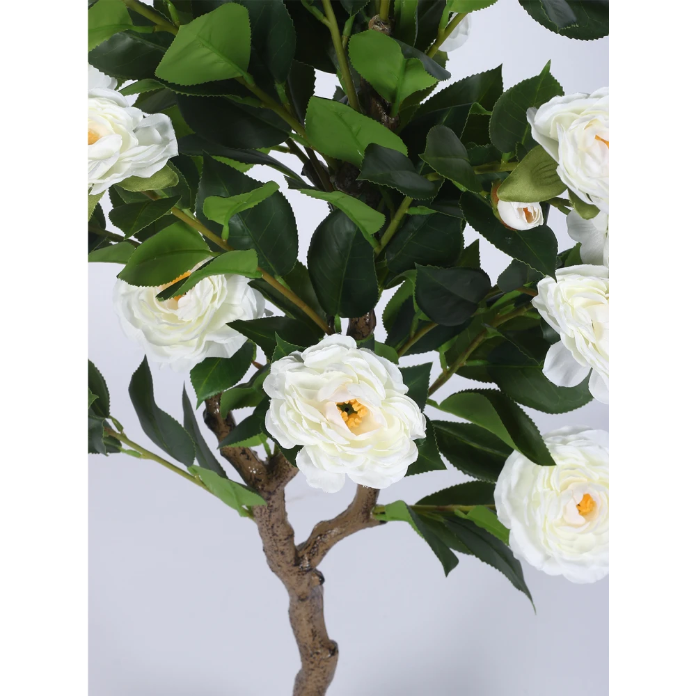 Artificial Plant 47inch Artificial Camellia Rose Flowers Plants With Black Pot|Home Decor,Office Decor Perfect Gift,Set of 1