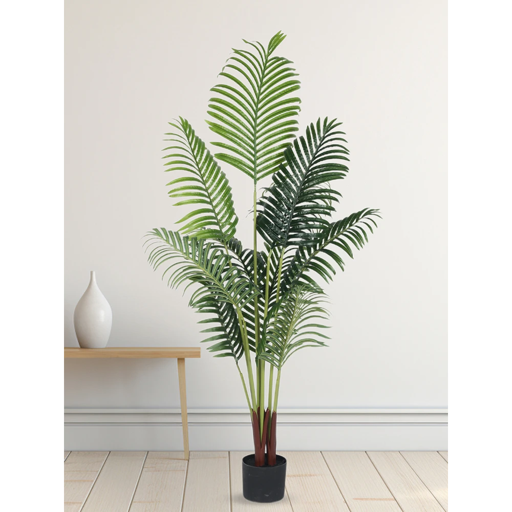 Artificial Plant 47inch Artificial Real Touch Areca Palm Plant With Black Pot |Home Decor,Office Decor Perfect Housewarming Gift,Set of 1