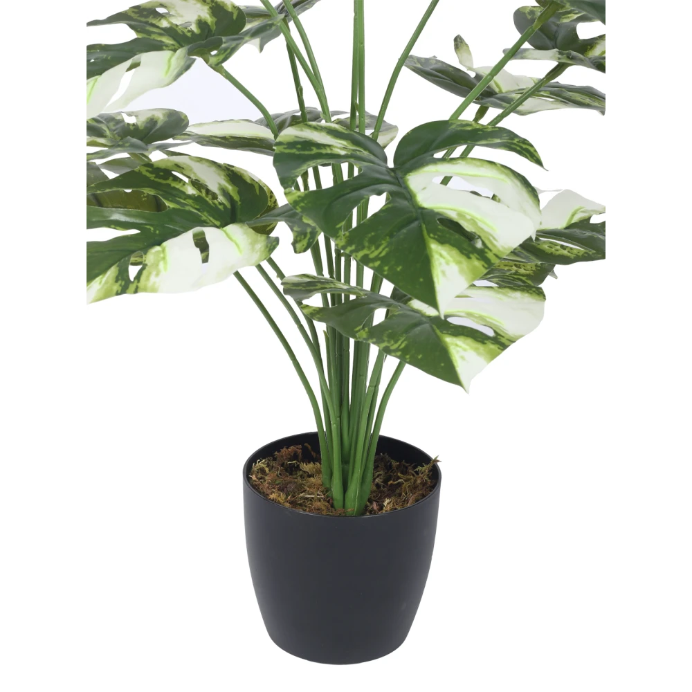 Aritificial Plant 27inch Artificial Real Touch Monstera White With Black Pot |Home Decor,Office Decor Perfect decor Gift,Set of 1