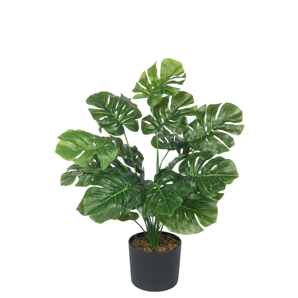 Artificial Plant 24inch Artificial Real Touch Monstera Plant With Black Pot|Home Decor,Office Decor Perfect Housewarming Gift,Set of 1