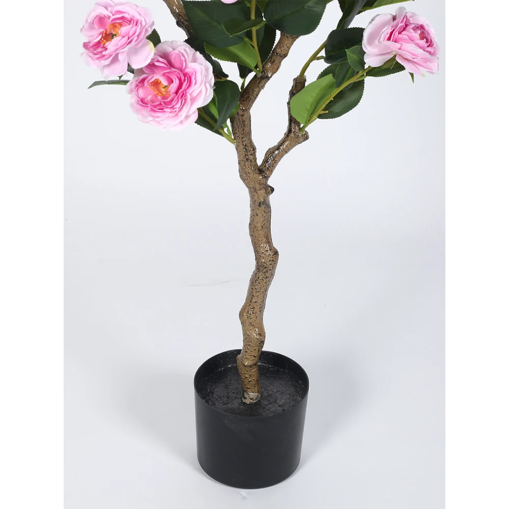 Artificial Plant 47inch Artificial Camellia Rose Flowers Plants With Black Pot|Home Decor,Office Decor Perfect Housewarming Gift,Set of 1