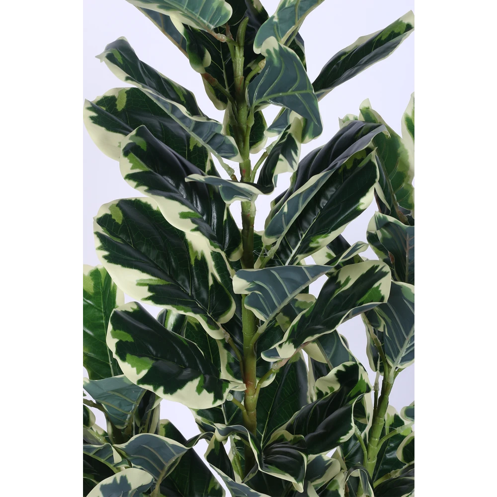 Artificial Plant  59inch Artificial Real Touch Variegated Fiddle Leaf Plants With Black Pot|Home Decor,Office Decor Perfect Housewarming Gift,Set of 1