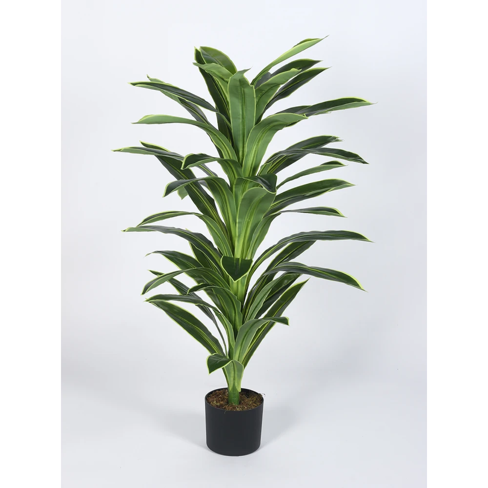Artificial Plant 47inch Artificial Real Touch Dracaena Plants With Black Pot|Home Decor,Office Decor Perfect Housewarming Gift,Set of 1