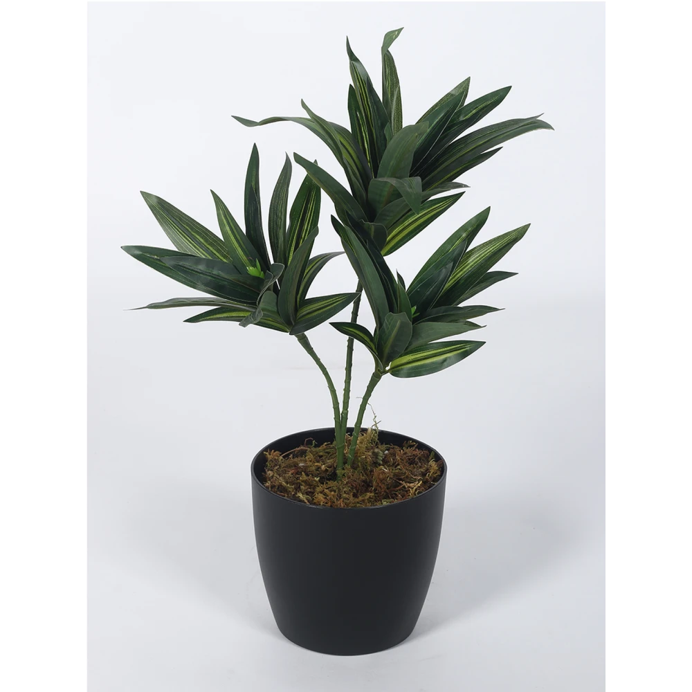Artificial Plant 15inch Artificial Dracaena Plants With Black Pot|Home Decor,Office Decor Perfect,Set of 1
