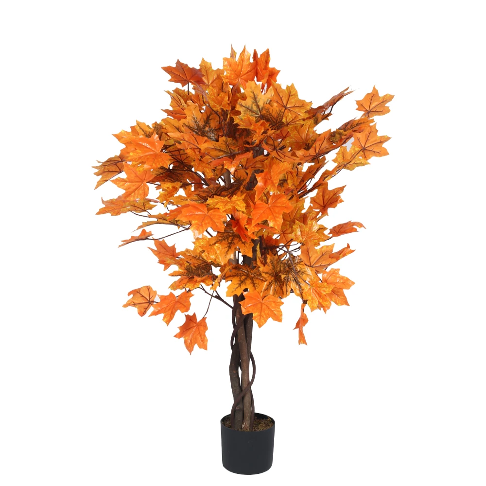 Artificial Plant 49inch Artificial Maple Fake Plant With Black Pot |Home Decor,Office Decor Perfect decor Gift,Set of 1
