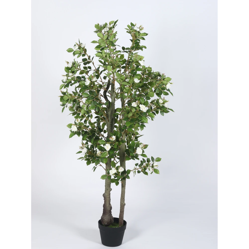 Artificial Plant  51inch Artificial Real Touch Camellia Rose Plants With Black Pot|Home Decor,Office Decor Perfect Housewarming Gift,Set of 1