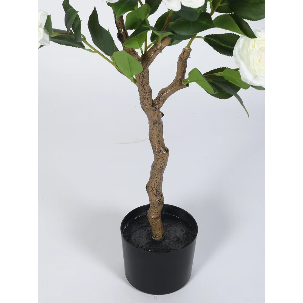 Artificial Plant 47inch Artificial Camellia Rose Flowers Plants With Black Pot|Home Decor,Office Decor Perfect Gift,Set of 1