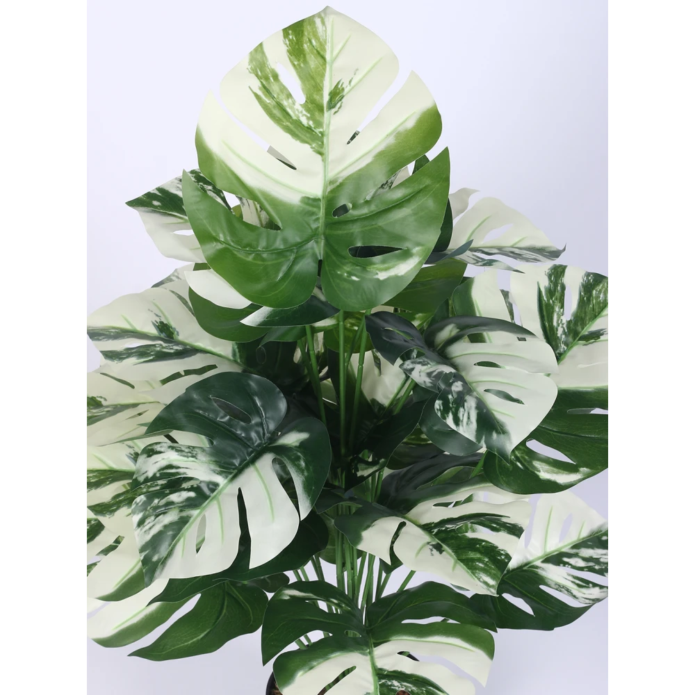 Artificial Plant 31inch Artificial Real Touch Monstera White With Black Pot |Home Decor,Office Decor Perfect decor Gift,Set of 1