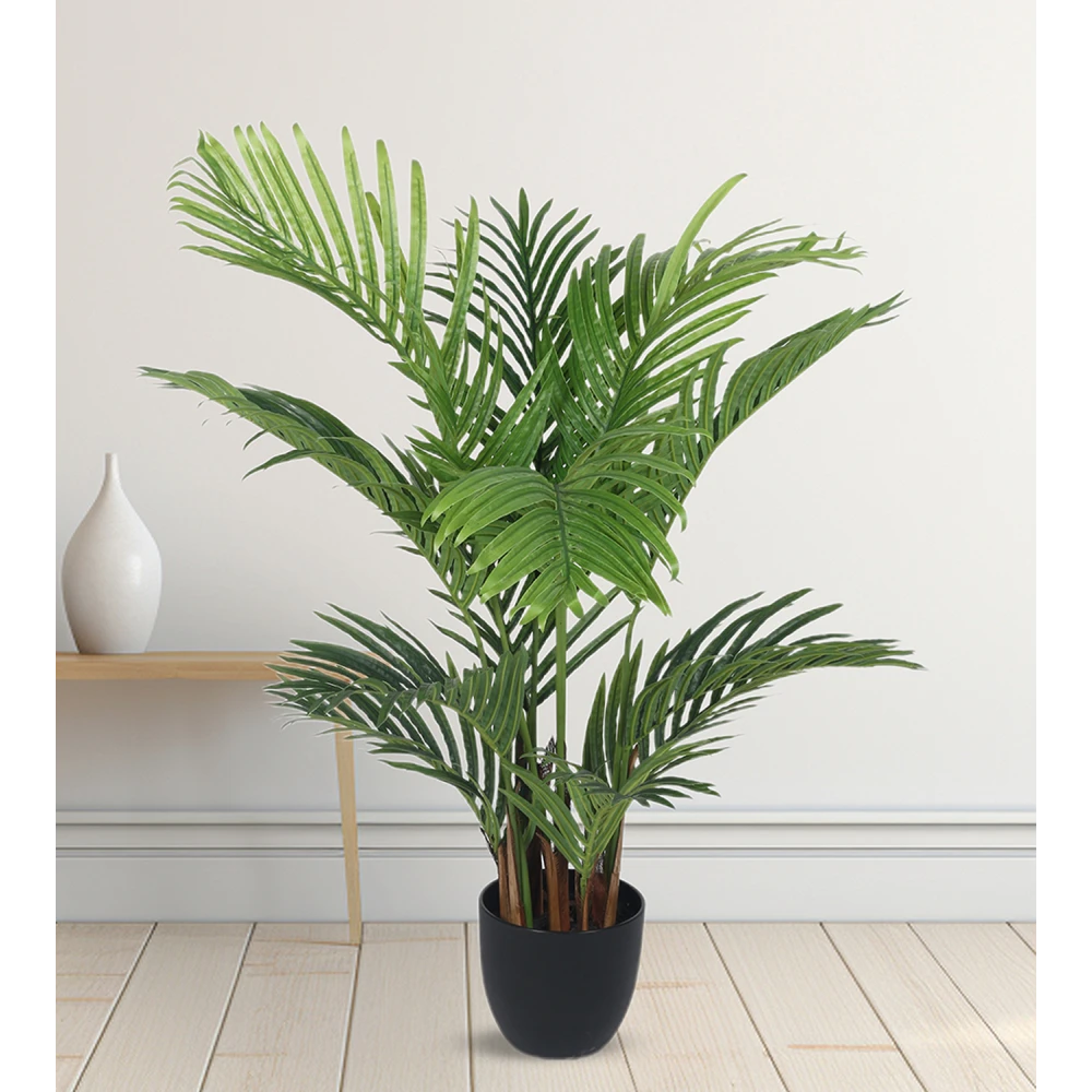 Artificial Plant 47inch Artificial Real Touch Areca Palm Plants big Leaves With Black Pot|Home Decor,Office Decor Perfect Gift,Set of 1