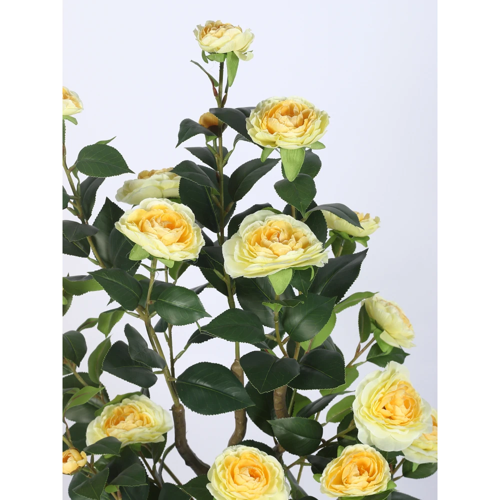 Artificial Plant  37inch Artificial Real Touch Camellia Rose Flowers Plants With Black Pot|Home Decor,Office Decor Perfect Gift,Set of 1