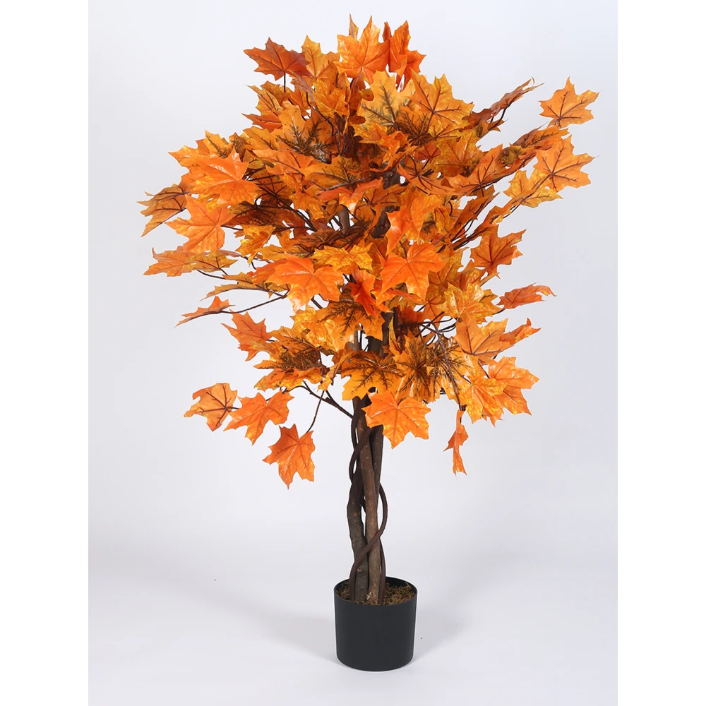 Artificial Plant 49inch Artificial Maple Fake Plant With Black Pot |Home Decor,Office Decor Perfect decor Gift,Set of 1