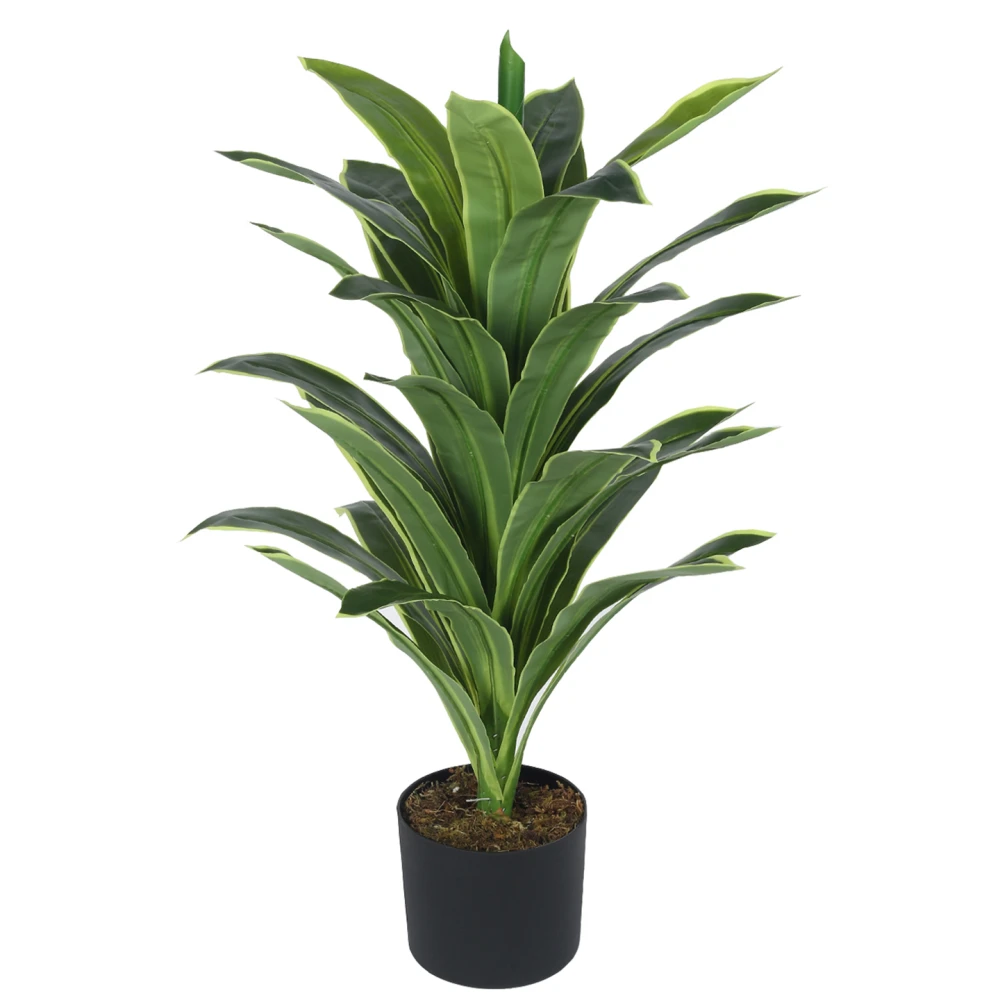 Artificial Plant 33inch Artificial Real Touch Dracaena Plants With Black Pot|Home Decor,Office Decor Perfect Housewarming Gift,Set of 1