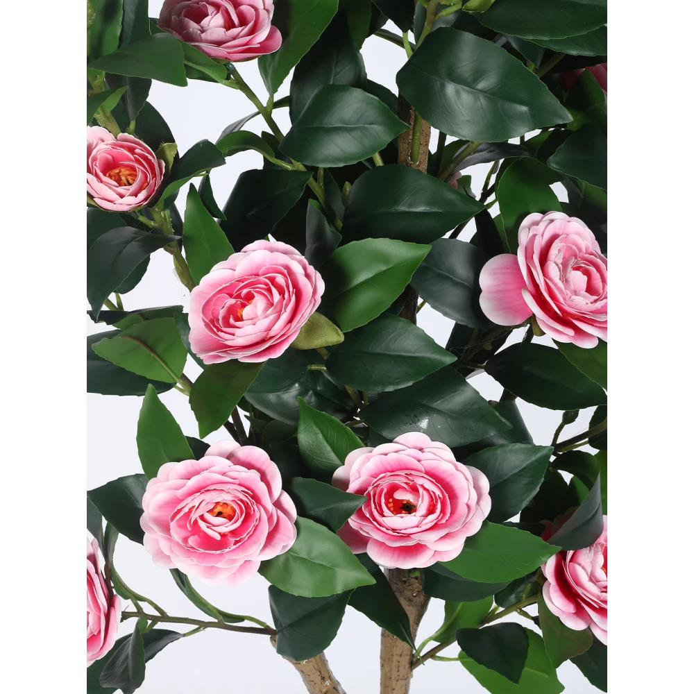 Artificial Plant  59inch Artificial Real Touch Camellia Rose Flowers Plants With Black Pot|Home Decor,Office Decor Perfect Gift,Set of 1