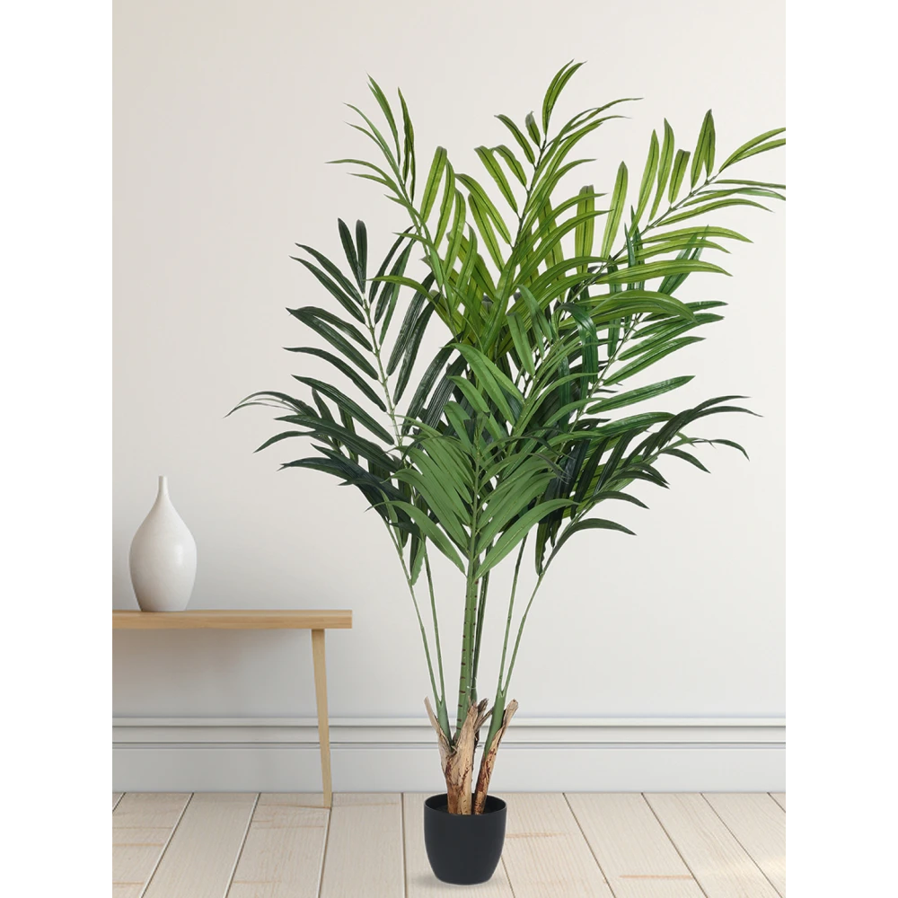 Artrificial Plant  74inch Artificial Areca Palm Plants big Leaves With Black Pot|Home Decor,Office Decor Perfect Gift,Set of 2