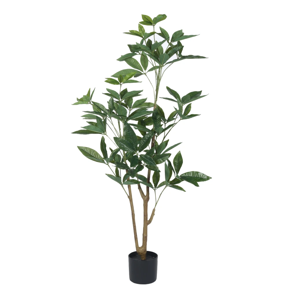 Artificial Plant  51inch Artificial Real Touch Pachira Plants With Black Pot|Home Decor,Office Decor Perfect Housewarming Gift,Set of 1