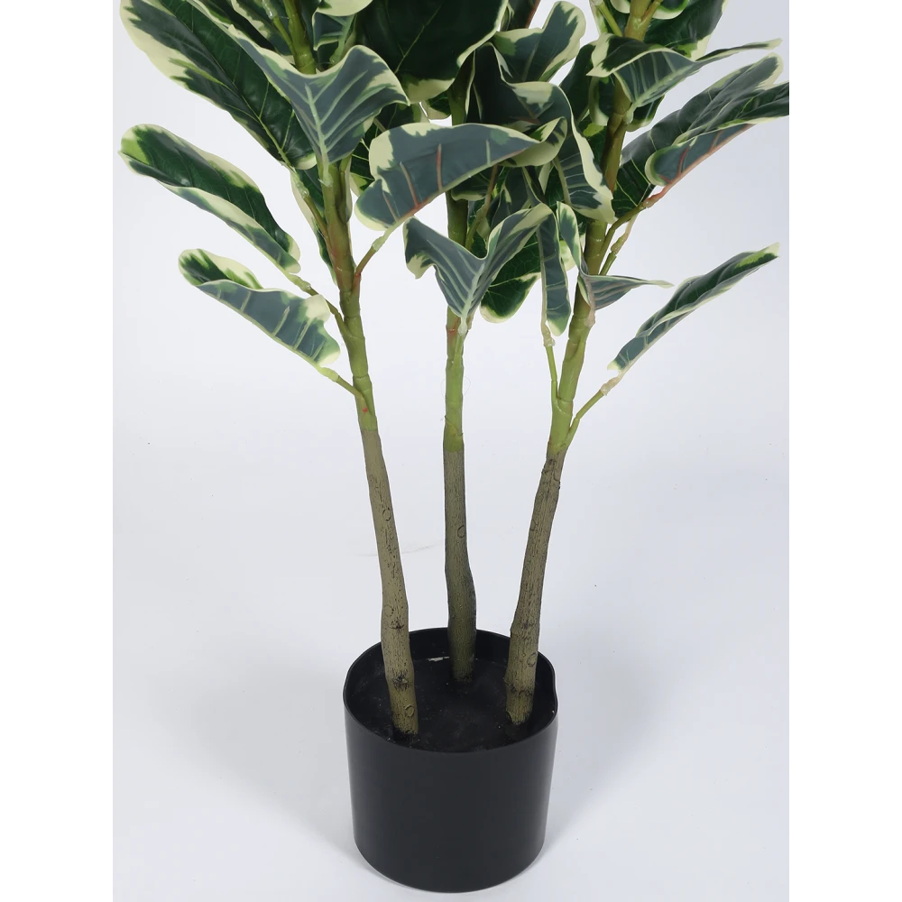 Artificial Plant  59inch Artificial Real Touch Variegated Fiddle Leaf Plants With Black Pot|Home Decor,Office Decor Perfect Housewarming Gift,Set of 1