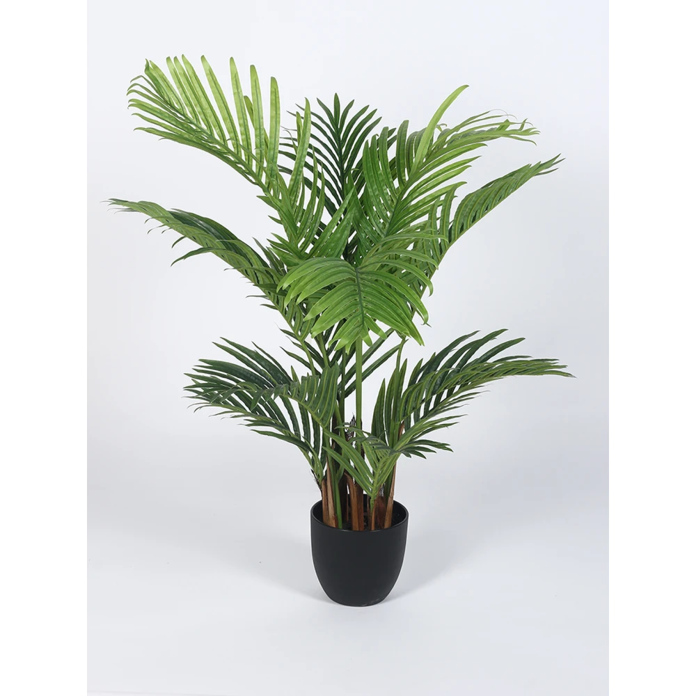 Artificial Plant 47inch Artificial Real Touch Areca Palm Plants big Leaves With Black Pot|Home Decor,Office Decor Perfect Gift,Set of 1