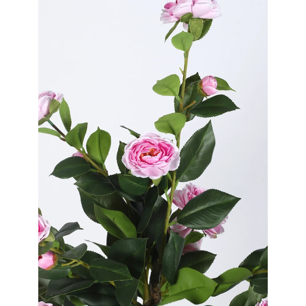 Artificial Plant 47inch Artificial Camellia Rose Flowers Plants With Black Pot|Home Decor,Office Decor Perfect Housewarming Gift,Set of 1