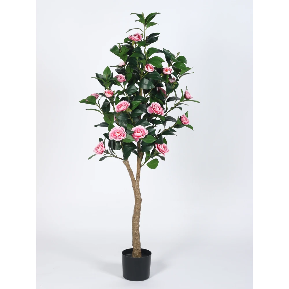 Artificial Plant  59inch Artificial Real Touch Camellia Rose Flowers Plants With Black Pot|Home Decor,Office Decor Perfect Gift,Set of 1