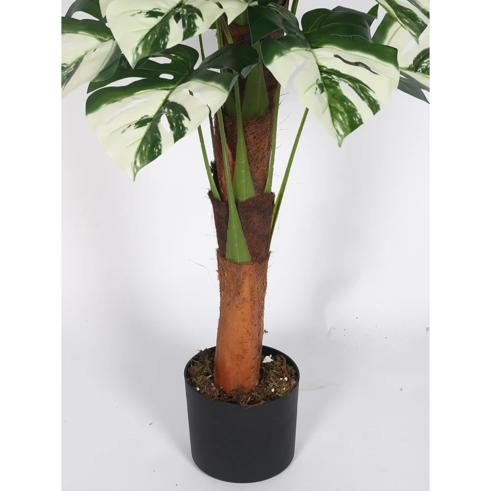 Artificial Plant 47inch Artificial Real Touch Monstera White With Black Pot |Home Decor,Office Decor Perfect decor Gift,Set of 1