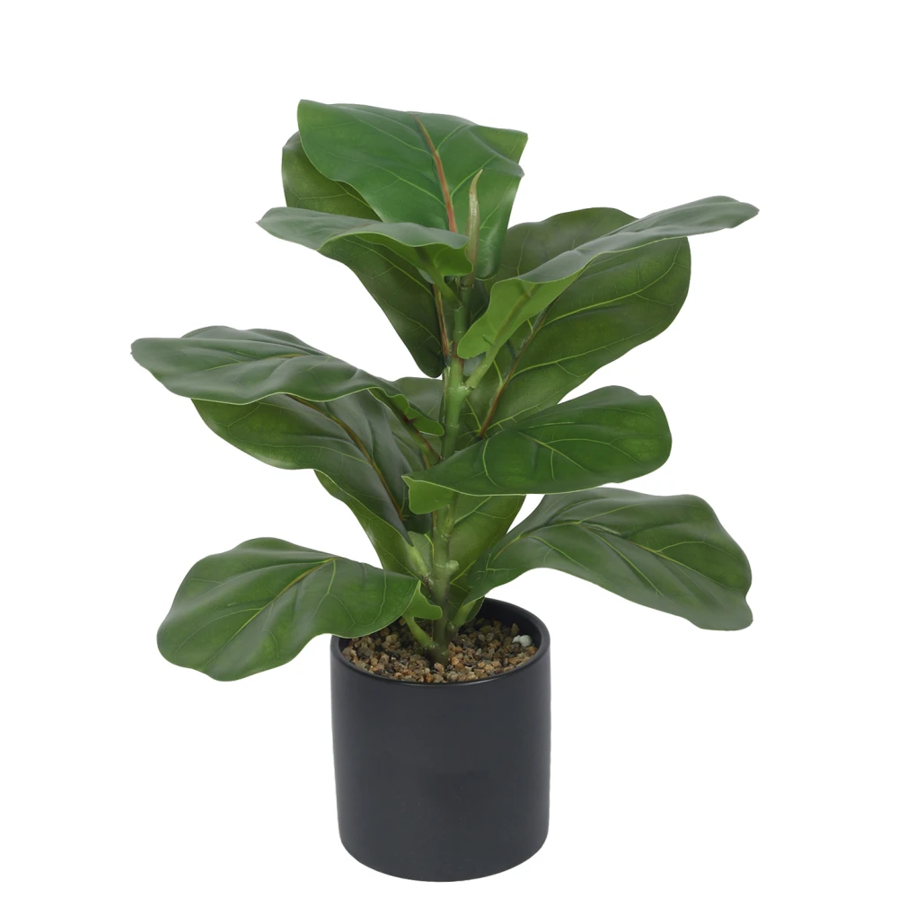 Artificial Plant 13inch Artificial Fiddle Leaf Fig bonsai Plants With Ceramic Pot|Home Decor,Office Decor Perfect Gift,Set of 1