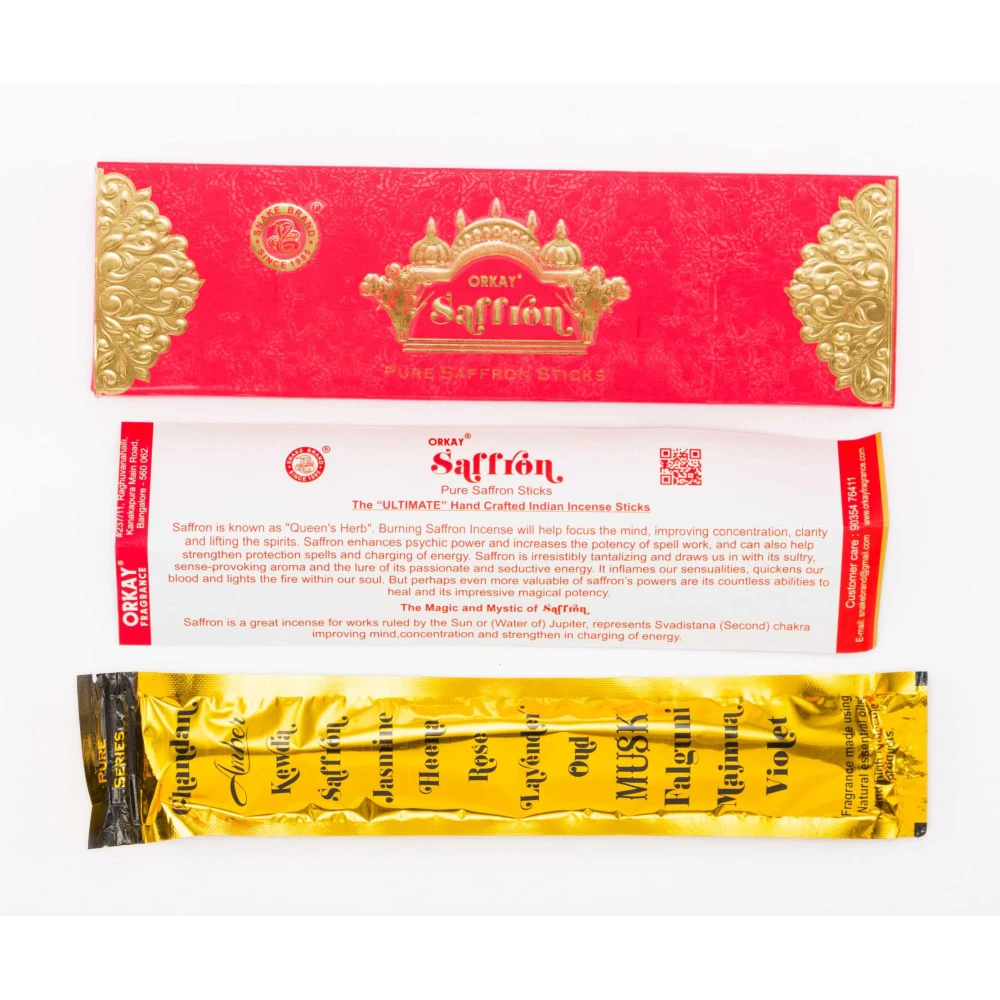 Orkay Pure Saffron 10 sticks || Pack of 6 || Contains 60 sticks Saffron (10, Set of 6)