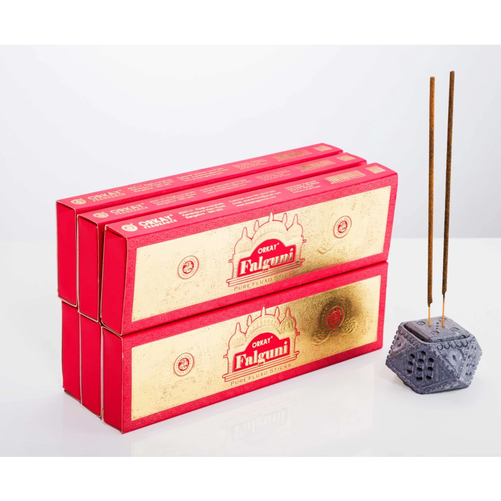 Orkay Pure Red Falguni 10 sticks || Pack of 12 || Contains 120 sticks Red Falguni (10, Set of 12)