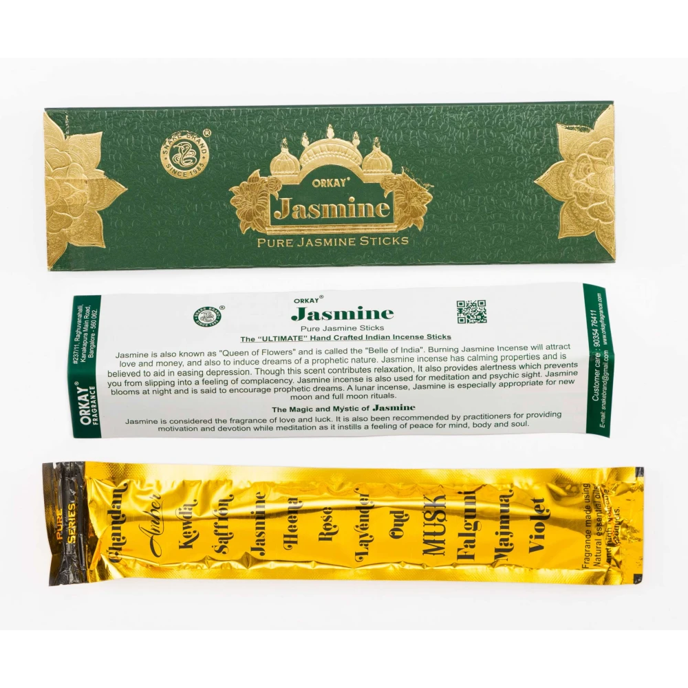 Orkay Pure Jasmine 10 sticks || Pack of 12 || Contains 120 sticks Jasmine (10, Set of 12)