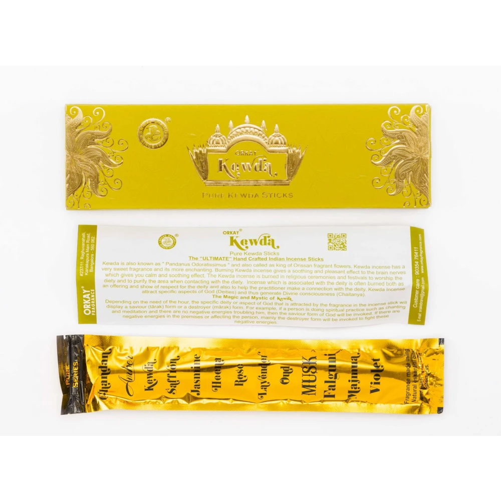 Orkay Pure Kewda 10 sticks || Pack of 12 || Contains 120 sticks Kewda (10, Set of 12)