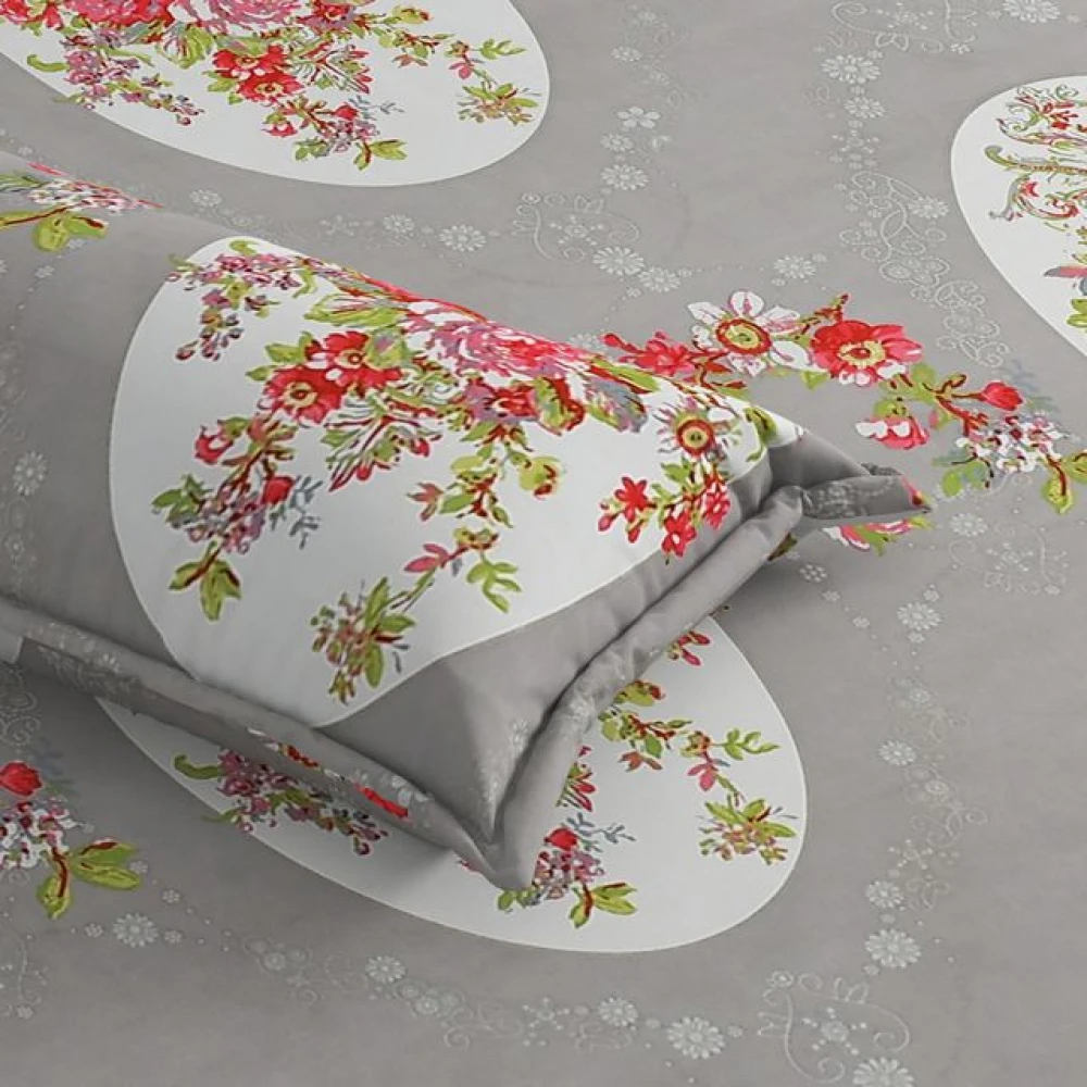 Durable Glace Cotton Double Bed Sheet Set with 2 Pillow Covers