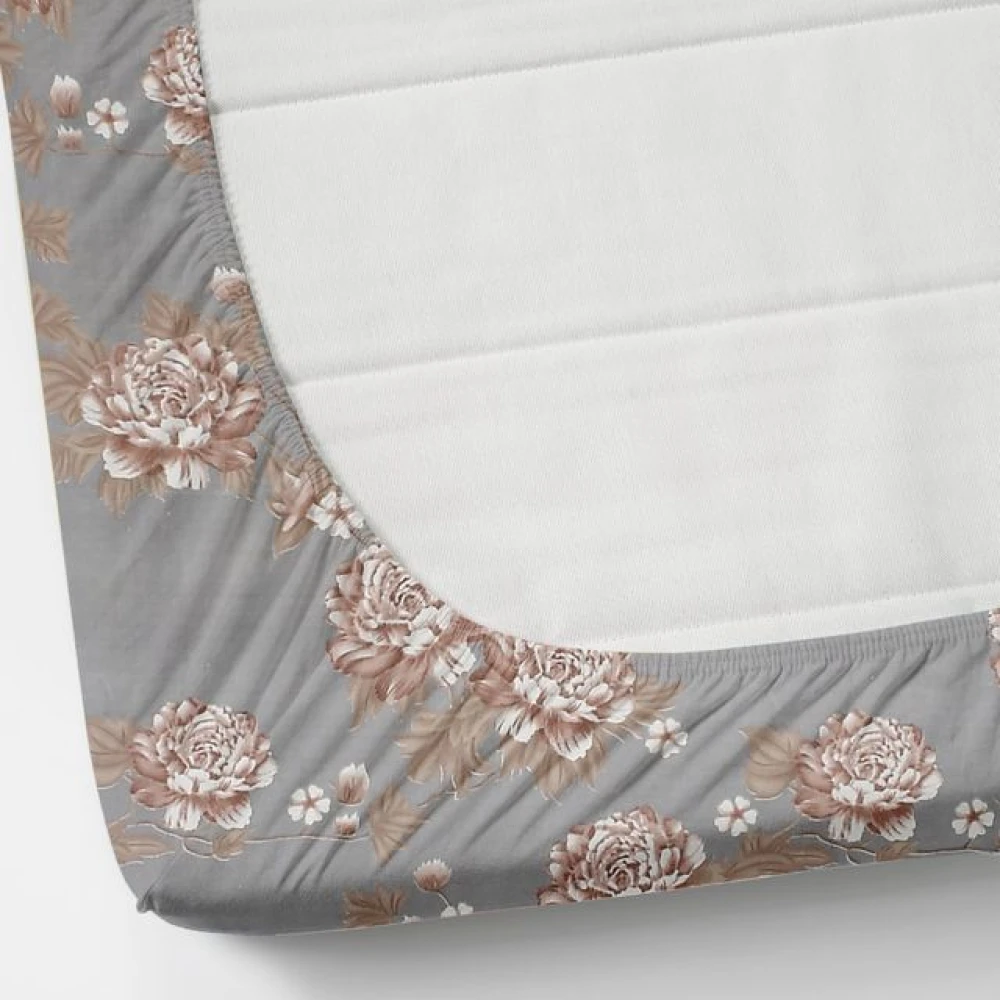 Comfort Glace Cotton Fitted Bedsheet for Double Bed with 2 Pillow Covers