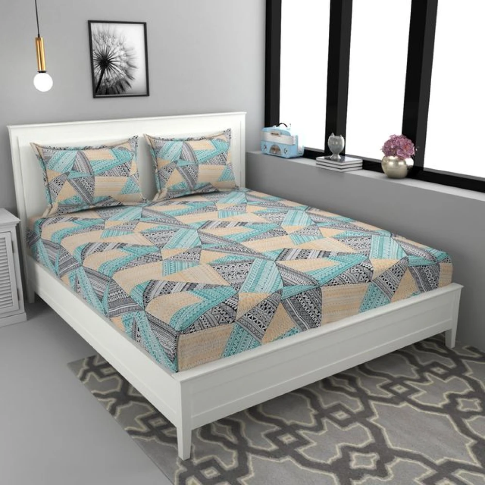 Glace Cotton Double Bed Sheet Combo with 2 Pillow Covers