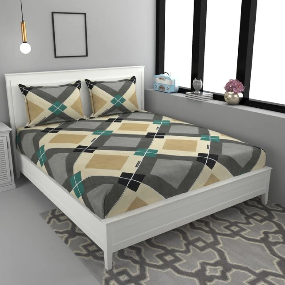 Everyday Comfort Glace Cotton Double Bed Fitted Bedsheet Set