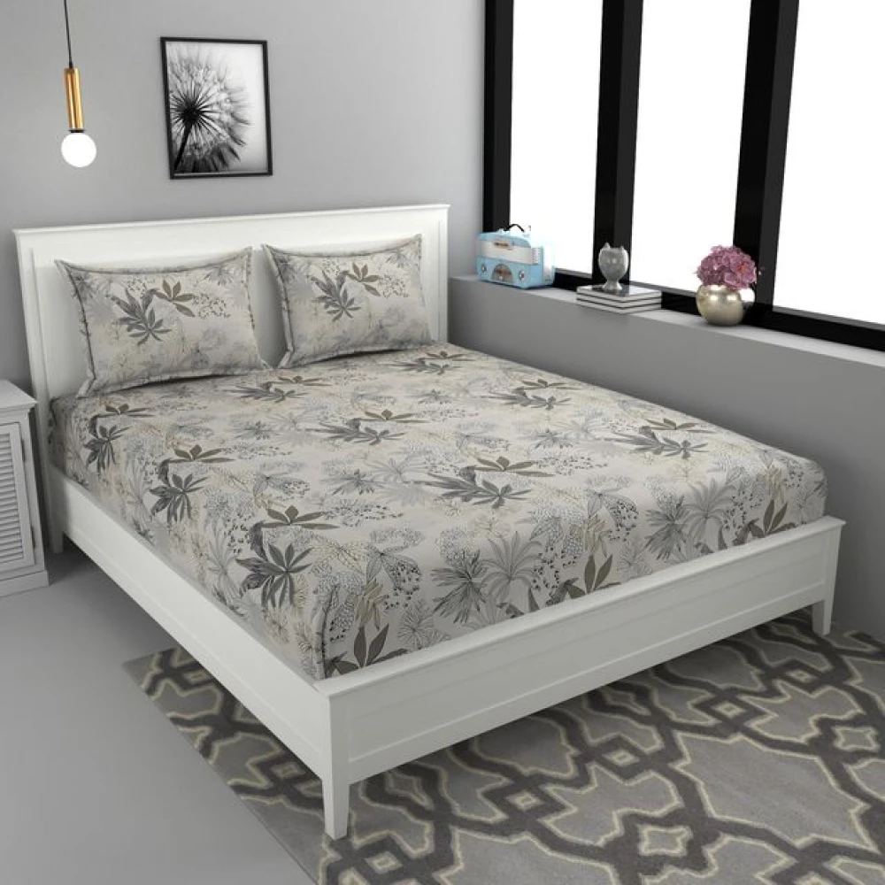 Comfortable Glace Cotton Double Bed Bedsheet Set with Pillow Covers