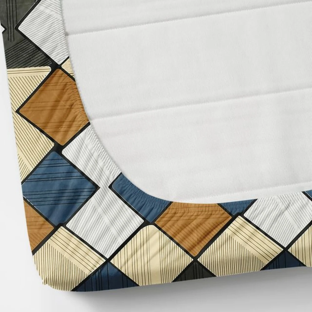 Designer Glace Cotton Fitted Sheet for Double Bed with Pillow Covers