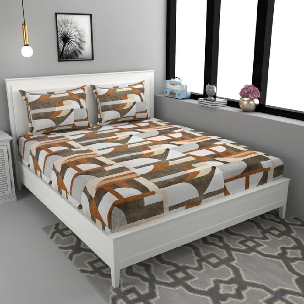 Glace Cotton Double Bed Bedding Set with 2 Pillow Covers