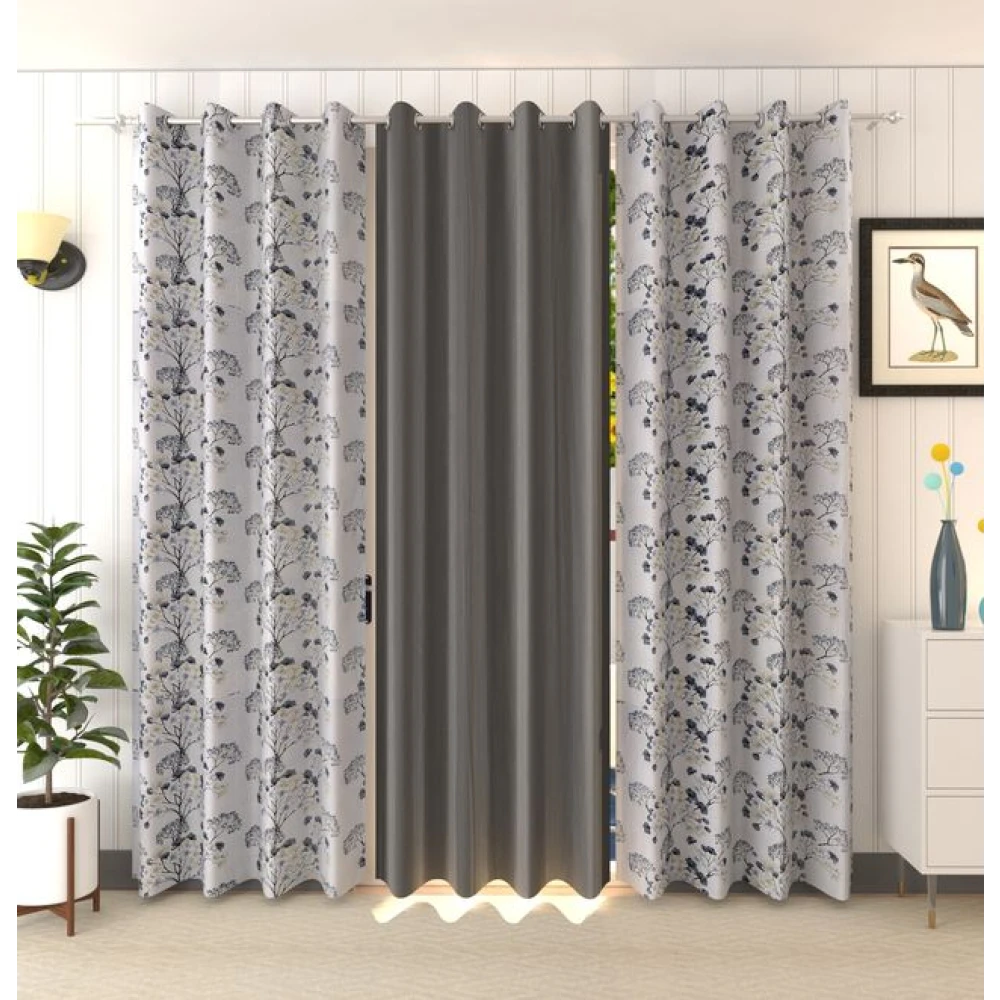 Room Darkening Polyester Window Curtains for Large Window Gray