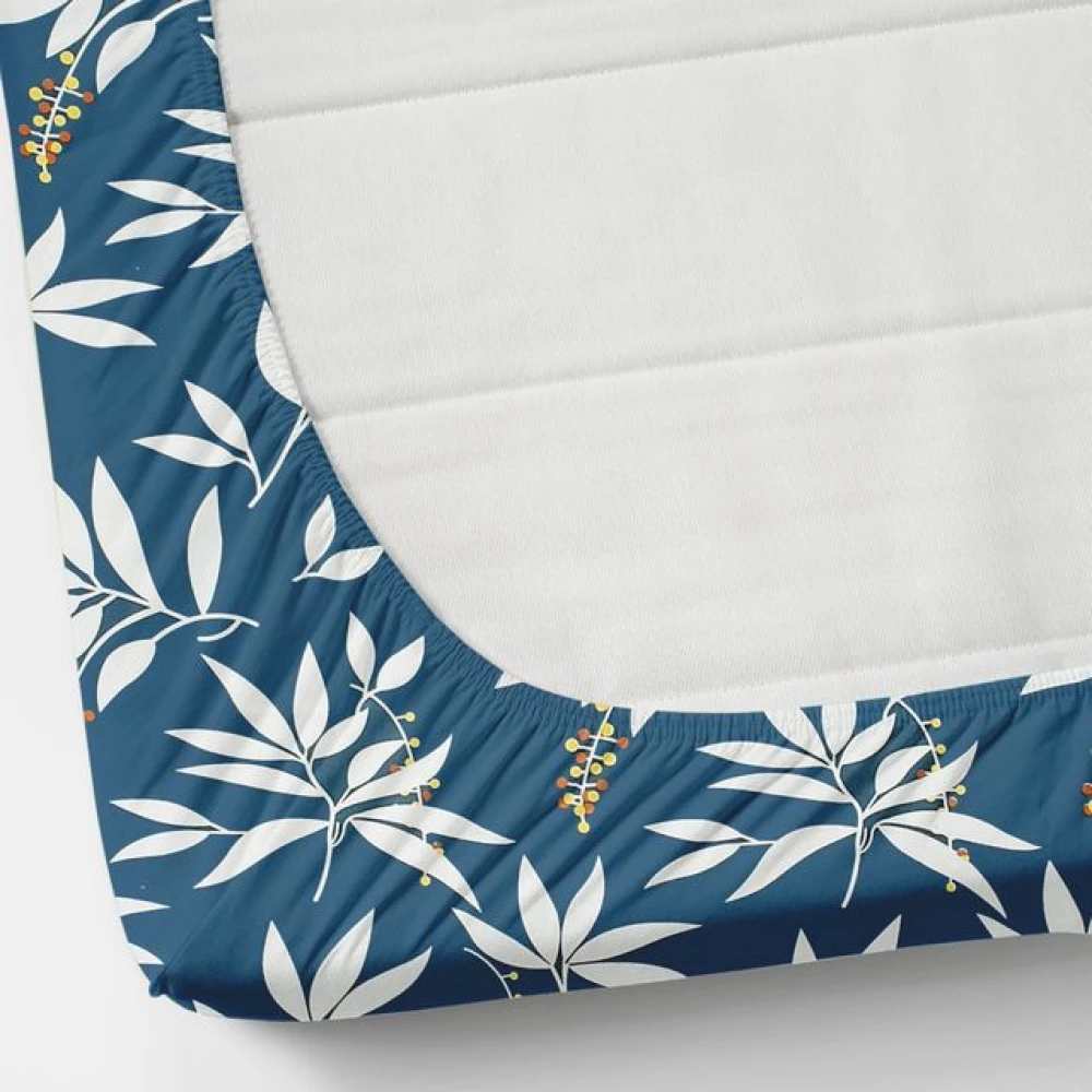 Soft Glace Cotton Fitted Sheet for Double Bed with Two Pillow Covers