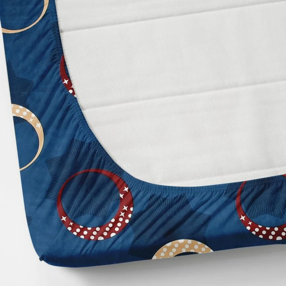 Premium Glace Cotton Double Bed Fitted Bedsheet with 2 Pillow Covers