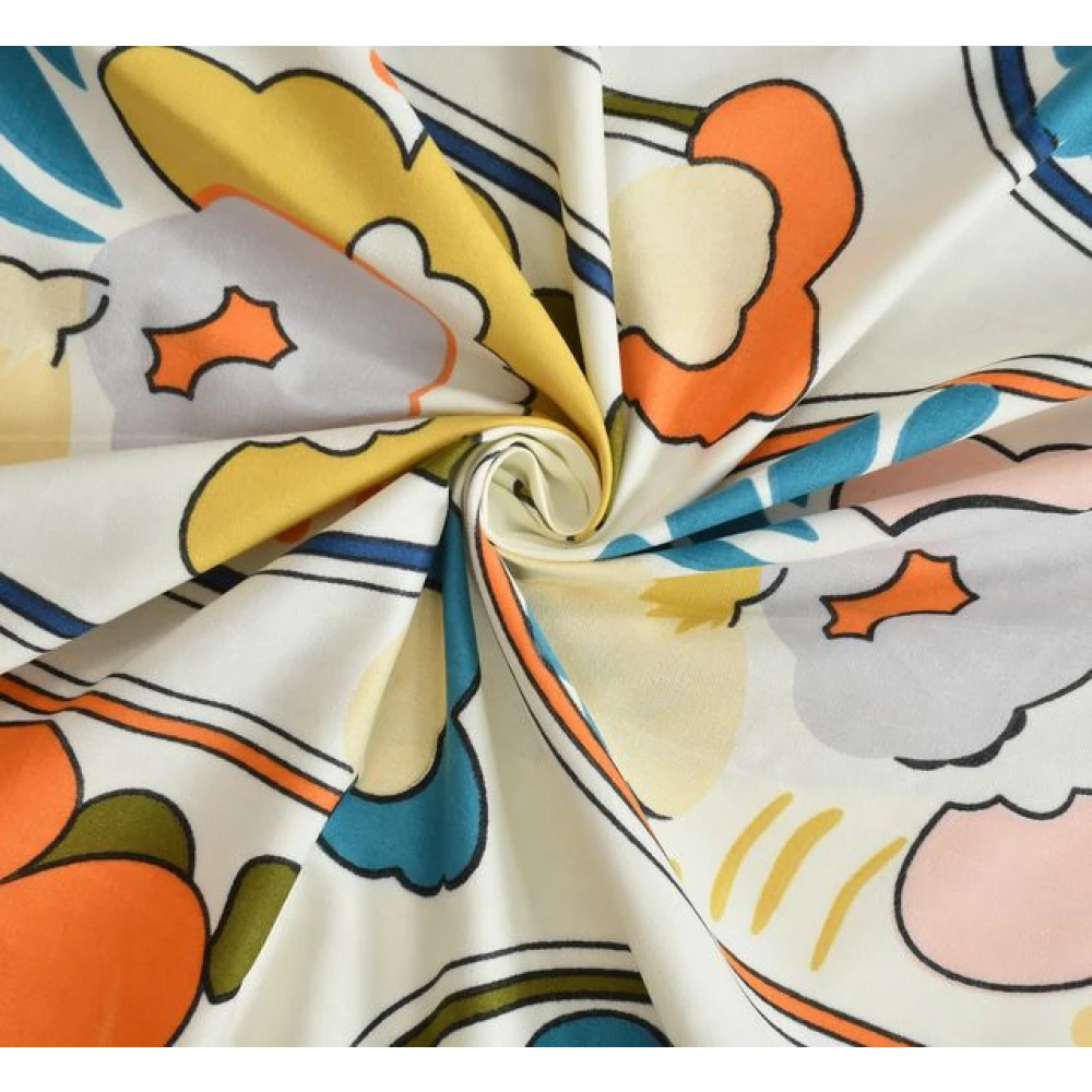 Glace Cotton Double Size Fitted Bedsheet with 2 Pillow Covers