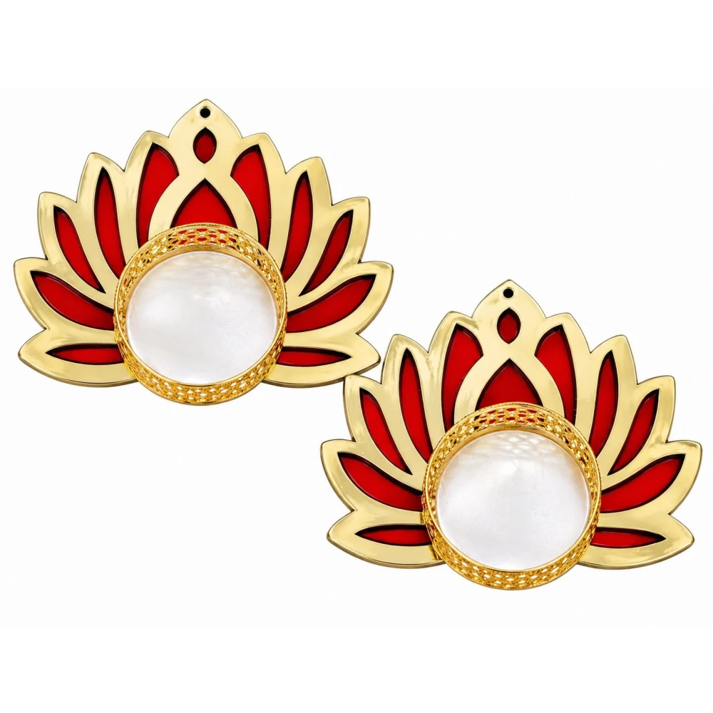 VOIDROP Premium Gold Metal Lotus Floral Tealight Holder Set of 4 – Decorative Diya & Candle Stand for Tabletop, Rangoli, Housewarming & Festival Decoration