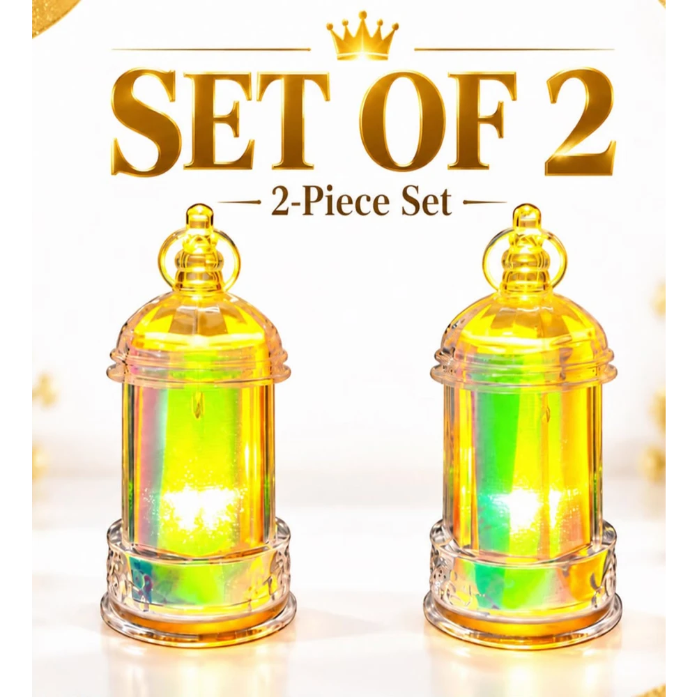 Decorative Hanging Tealight Candle Lantern Set of 2, Golden Hanging Candle Holder for Home, Diwali, Christmas & Festive Décor
