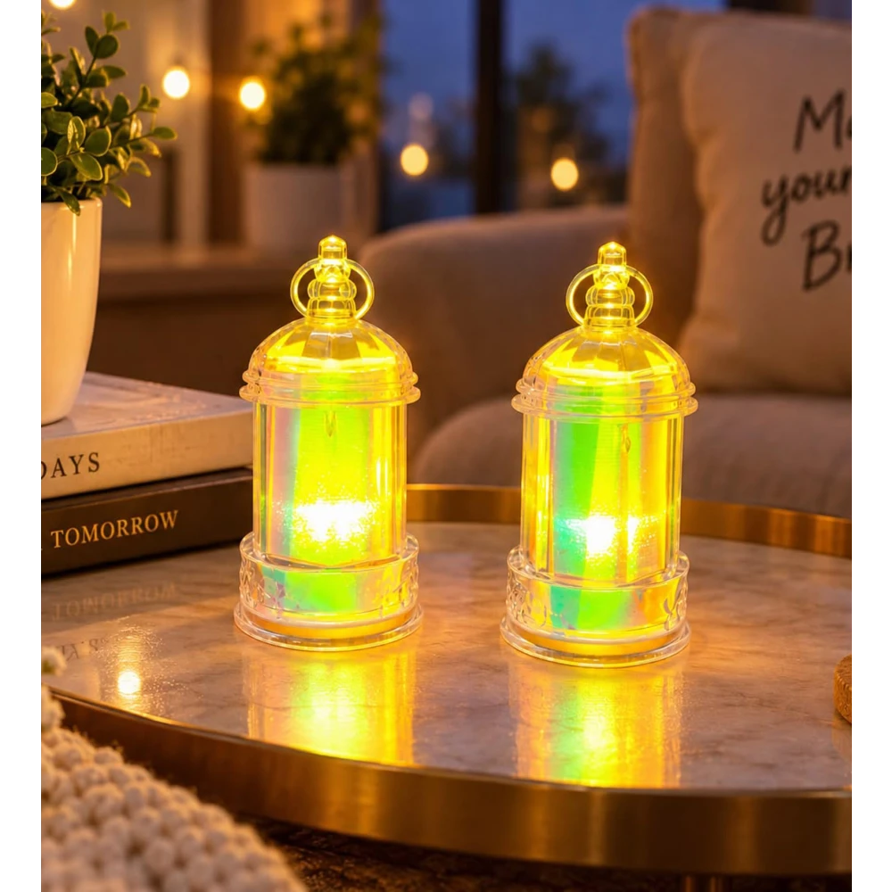 Decorative Hanging Tealight Candle Lantern Set of 2, Golden Hanging Candle Holder for Home, Diwali, Christmas & Festive Décor