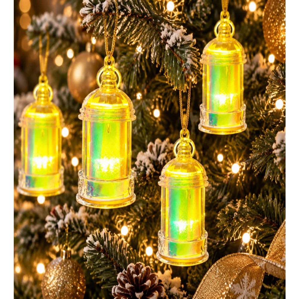 Decorative Hanging Tealight Candle Lantern Set of 2, Golden Hanging Candle Holder for Home, Diwali, Christmas & Festive Décor