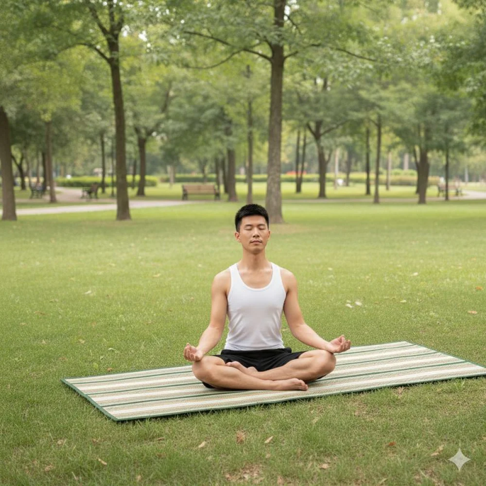 Handcrafted Korai grass Mat Eco comfort for Yoga & Meditation I Natural grass Fitness mats for a Peacefull Practice I Eco friendly Meditation mats I Sustainable picnic mat I Pranayama yogamat I Yogamat for beginners I Outdoor picnic mat I Camping sitting mat I Gym matgift for men women